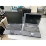 THREE LAPTOPS TO INCLUDE A HP, A TOSHIBA AND A COMPAQ