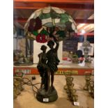 A LARGE ART DECO TIFFANY STYLE LAMP