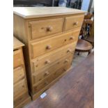 A PINE CHEST OF TWO SHORT AND FOUR LONG DRAWERS