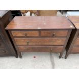 A SATINWOOD CHEST OF TWO SHORT AND TWO LONG DRAWERS