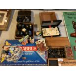 VARIOUS GAMES TO INCLUDE DOMINOS, SCRABBLE, BOWLS ETC