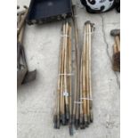 A LARGE QUANTITY OF VINTAGE WOODEN DRAINING RODS