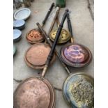 SIX VINTAGE COPPER AND BRASS BED PANS