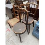TWO BEDROOM CHAIRS AND A PAIR OF BENTWOOD CHAIRS