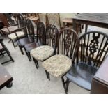 SIX WHEELBACK WINDSOR STYLE CHAIRS (ONE CARVER)