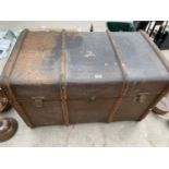 A LARGE VINTAGE TRAVEL TRUNK