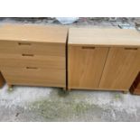 TWO MODERN OAK BEDROOM CHESTS