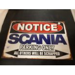 A SCANIA PARKING ONLY METAL SIGN