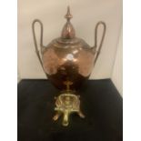 A LARGE VINTAGE COPPER LIDDED 'SAMOVAR' TYPE VESSEL