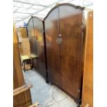 TWO MAHOGANY WARDROBES, ONE WITH FITTED INNER DRAWERS AND GLAZED CUPBOARDS