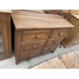 A VICTORIAN STAINED BEECH CHEST OF SIX DRAWERS, 40" WIDE
