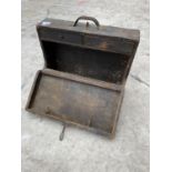 A VINTAGE WOODEN JOINERS CHEST