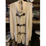 A MICHAEL KORS KNITTED JACKET WITH LEATHER AND METAL TOGGLE DETAIL (SIZE XL)