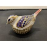 A ROYAL CROWN DERBY GOLDCREST WITH A GOLD STOPPER