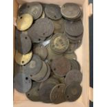 A QUANTITY OF JAQUES AND CLARK (SHOEMAKERS) CLOCKING IN TOKENS