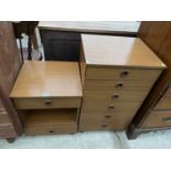 A RETRO TEAK SCHREIBER CHEST OF SIX DRAWERS AND A FURTHER SCHREIBER BEDSIDE LOCKER