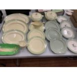A LARGE SELECTION OF GREEN TONED TABLE WARE TO INCLUDE NEWHALL 'NIRVANA' AND A BESWICK CELERY DISH