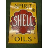 A LARGE SHELL 'SPIRIT OILS' ENAMEL SIGN 60CM X 40CM