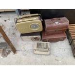 A COLLECTION OF VINTAGE ITEMS TO INCLUDE A VINTAGE PLUS TILL, VITAGE BUSH RADIO, A VINTAGE