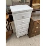 A MODERN PAINTED FIVE DRAWER CHEST, 16" WIDE