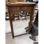 A 19TH CENTURY STYLE WALL MIRROR WITH BAMBOO EFFECT SIDE PILLARS, 31x46"