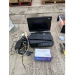 A DELL MONITOR, KEYBOARD, ROUTERS ETC