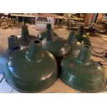 EIGHT 'REVO' DARK GREEN INDUSTRIAL LIGHT SHADES