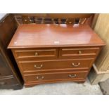 A STAG CHEST OF TWO SHORT AND TWO LONG DRAWERS, 32" WIDE