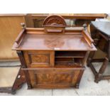 A VICTORIAN WALNUT SPECIMEN CABINET WITH TWO CUPBOARDS, FIFTEEN GRADUATED LINE DRAWERS AND DROP-DOWN