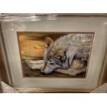 A SUSAN BAXTER FRAMED PRINT 'SLEEPING WOLF' WHOLESALE PRICE £80