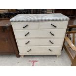 A PAINTED CHEST OF TWO SHORT AND THREE LONG DRAWERS, 41" WIDE