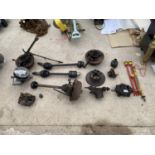 AN ASSORTMENT OF CAR PARTS TO INCLUDE DISCS AND SHAFTS ETC