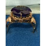 A 14 CARAT ALEXANDRITE SYNTHETIC RING 4.81G SIZE: N-O