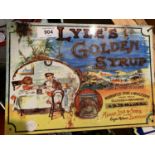 A METAL GARAGE/MAN CAVE SIGN ' LYLES GOLDEN SYRUP'