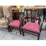 A PAIR OF 19TH CENTURY MAHOGANY ARMCHAIRS