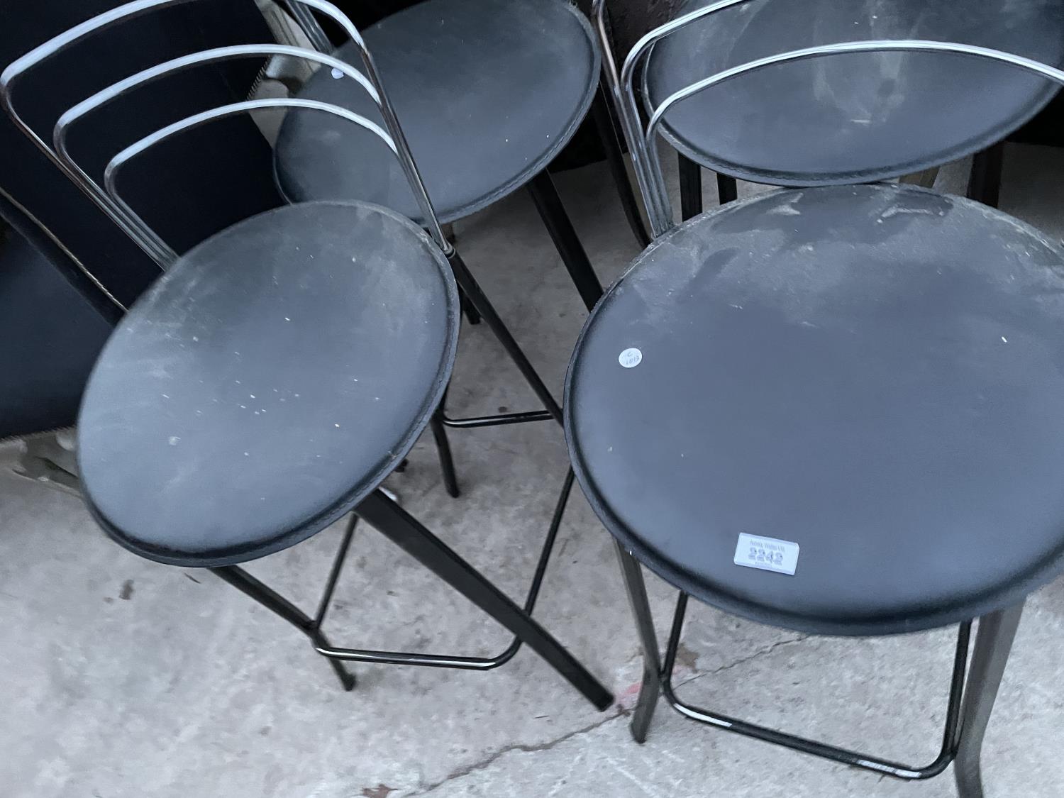 FOUR RETRO STYLE CHROME AND BLACK STOOLS - Image 2 of 4