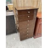 A TALL RETRO SCHREIBER CHEST OF EIGHT DRAWERS, 20" WIDE