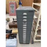 A BISLEY 15 DRAWER METAL STORAGE UNIT