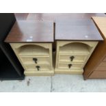 A PAIR OF MODERN BEDSIDE CHESTS WITH CRACKLE WARE DECORATION