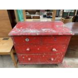 A PAINTED VICTORIAN CHEST OF TWO SHORT AND TWO LONG DRAWERS, 36" WIDE