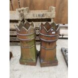 A PAIR OF KINGS CHIMNEY POTS
