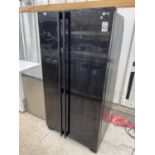 A BLACK LG UPRIGHT AMERICAN FRIDGE FREEZER BELIEVED IN WORKING ORDER BUT NO WARRANTY