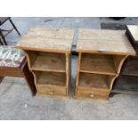 TWO PINE BEDSIDE CABINETS EACH WITH SINGLE DRAWER