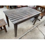 A SLATTED TOP GARDEN TABLE