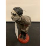 A COLD PAINTED ADOLF HITLER BRONZE FIGURINE PIN CUSHION