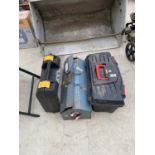 THREE TOOL BOXES TO INCLUDE A VINTAGE METAL TOOL BOX