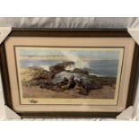 A DAVID SHEPHERD FRAMED PRINT 'ELEPHANT SEALS' LIMITED EDITION 443/1500 WHOLESALE PRICE £175