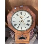 A DECORATIVE AND CARVED WALNUT WALL CLOCK WITH KEYS (H:88CM)