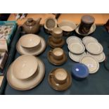 A LARGE QUANTITY OF CERAMIC WARE TO INCLUDE DENBY STONE WARE TRIOS ETC