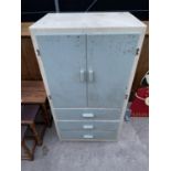 A RETRO KITCHEN CABINET WITH TWO DOORS AND THREE DRAWERS